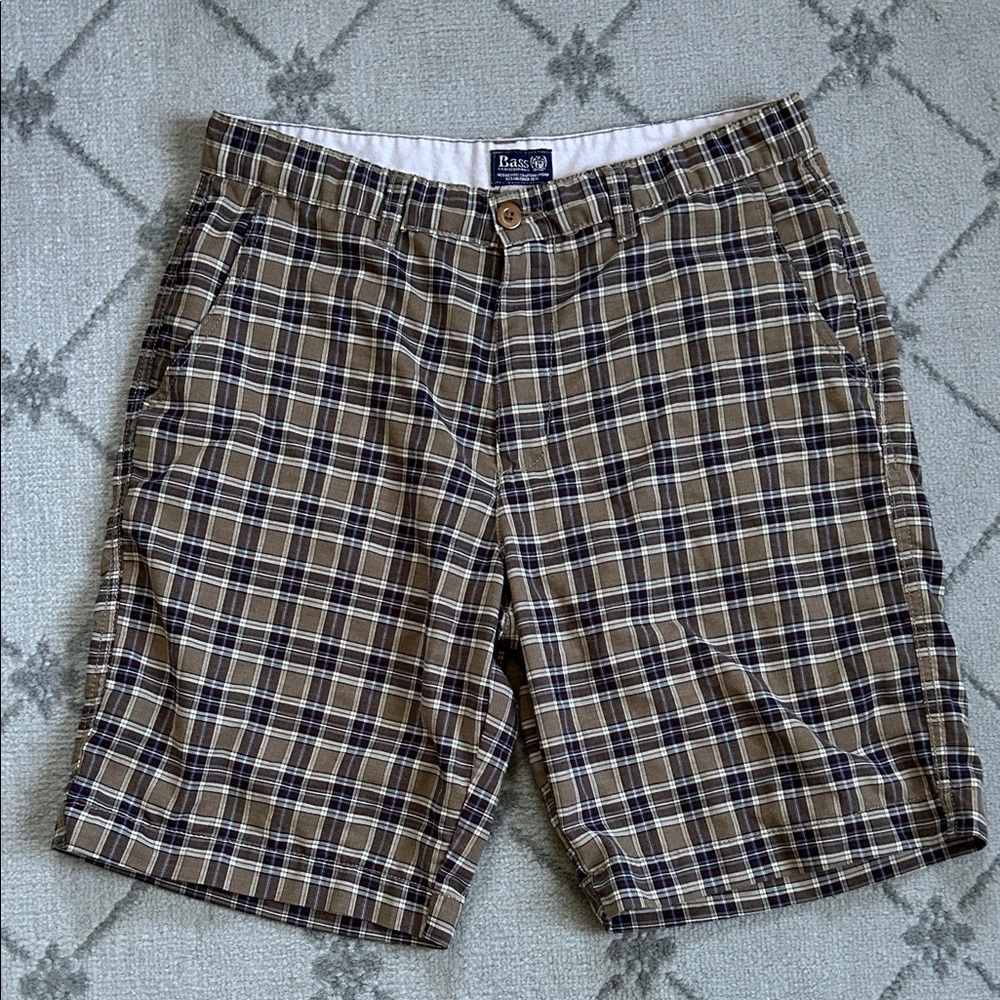 Bass Men's Brown and Tan Plaid Shorts